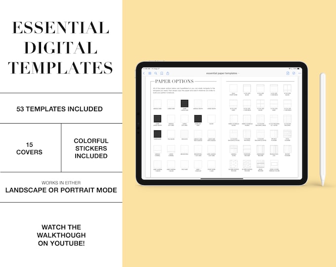 Digital Paper Templates – 53 Sheets, 15 Covers & Stickers (PDF Download)