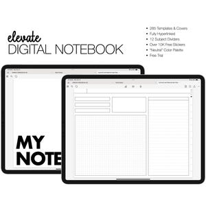 Quaderno digitale / Elevate Landscape / 285 modelli / 12 argomenti / per Goodnotes (colore neutro)