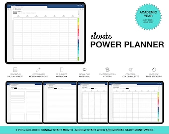 26-27 Digitaler Planer Halbjahresübersicht | Elevate Power | für Goodnotes (Farbig)