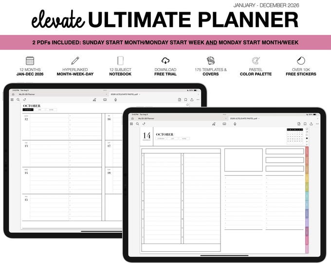 2026 Digital Planner | Elevate Ultimate | for Goodnotes (Pastel Color)