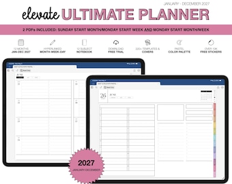 Digitaler Planer 2027 | Ultimate Elevate | für Goodnotes (Pastellfarbe)