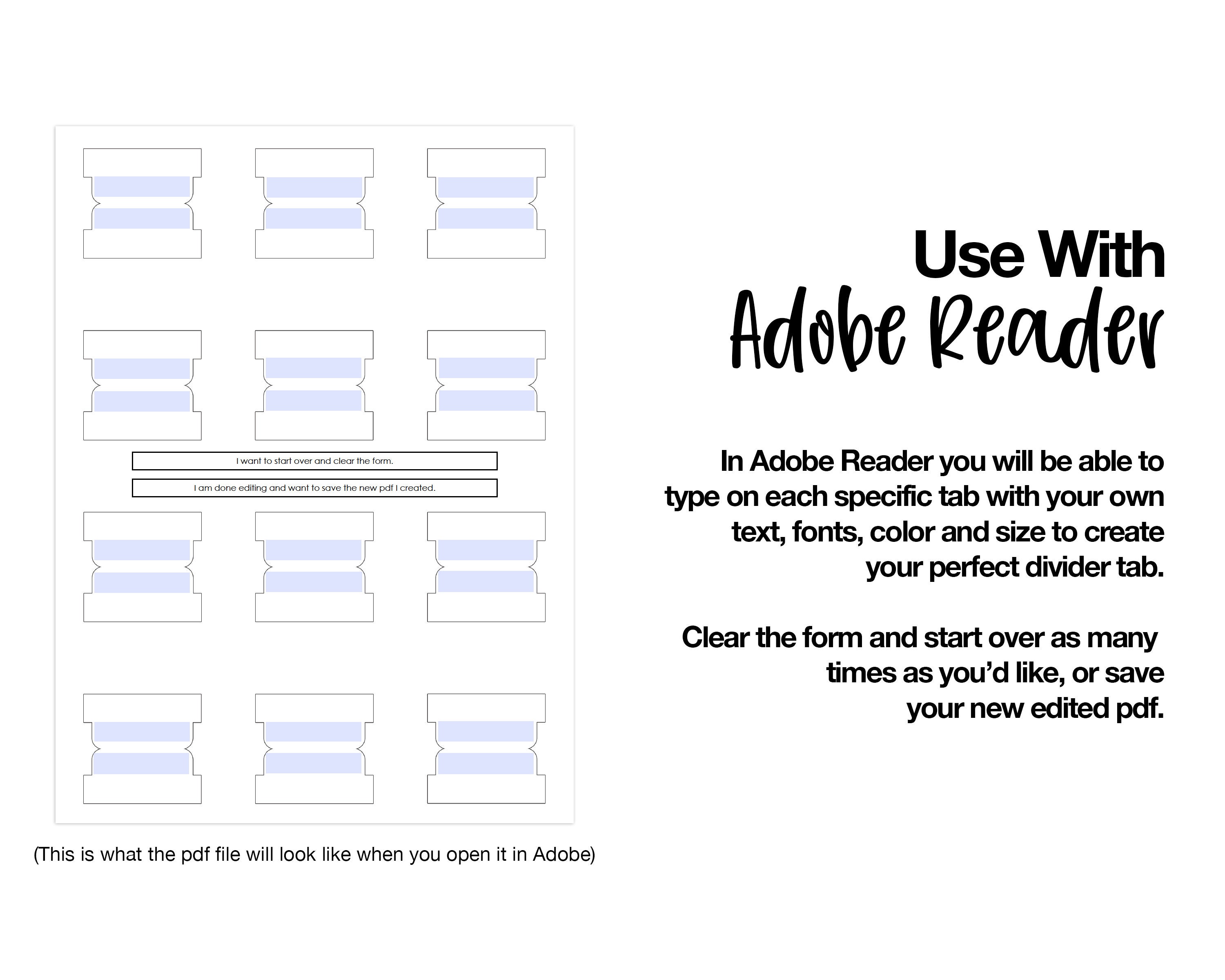 Editable Divider Tabs Blank Printable DIY White | Etsy