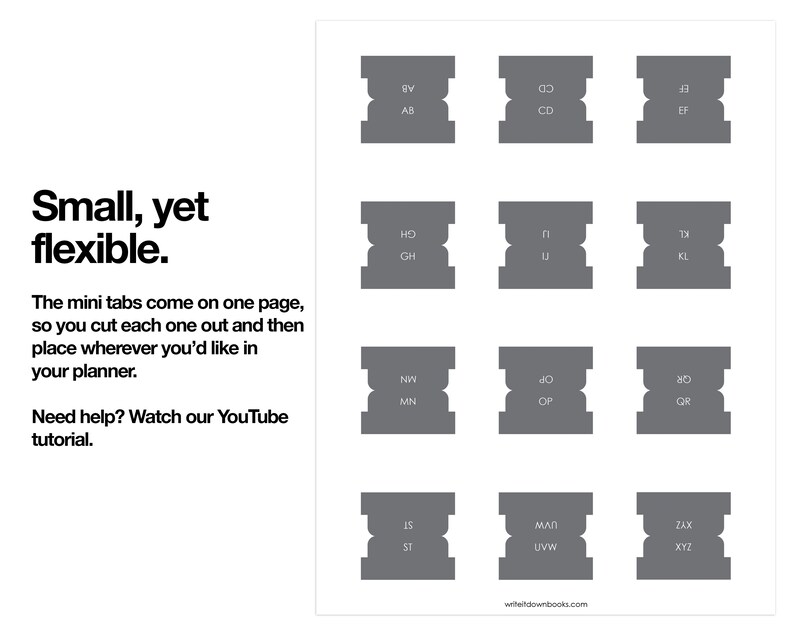 printable alphabetical divider tabs slate gray etsy