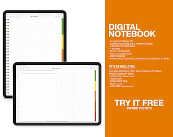 Digital Notebook 5 Subject - 5 Styles - 53 Templates - Landscape or Portrait - GoodNotes | Notability | Noteshelf | Fall Colors
