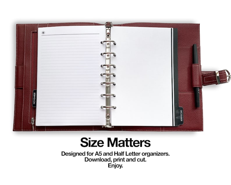 Printable Monthly Divider Tabs for A5 or Half Letter Planners - Etsy