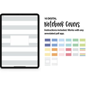 16 Digital Notebook Covers | GoodNotes | Notability | Noteshelf | Pastel