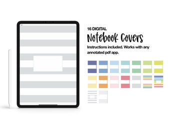 16 Digital Notebook Covers | GoodNotes | Notability | Noteshelf | Pastel