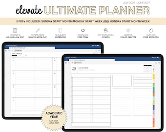 Digitaler Halbjahresplaner 2026–2027 | Elevate Ultimate | für Goodnotes (Blissful Color)