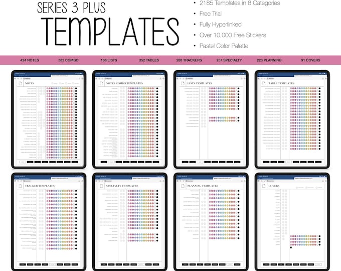 2185 Digital Templates | Series 3 PLUS | for Goodnotes (Pastel Color)