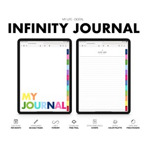 Journal numérique | Série Infinity | Mensuel et quotidien | pour Goodnotes (Couleurs joyeuses)