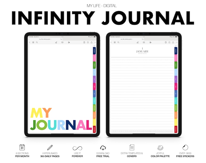 Digital Journal | Infinity Series | Monthly & Daily | for Goodnotes (Joyful Color)