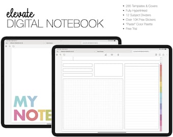 Digital Notebook | Elevate Landscape | 285 Templates | 12 Subject | for Goodnotes (Pastel Color)