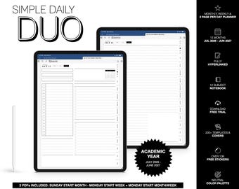 Digitaler Halbjahresplaner 2026–2027 | Simple Daily Duo | für Goodnotes (Neutrale Farbe)