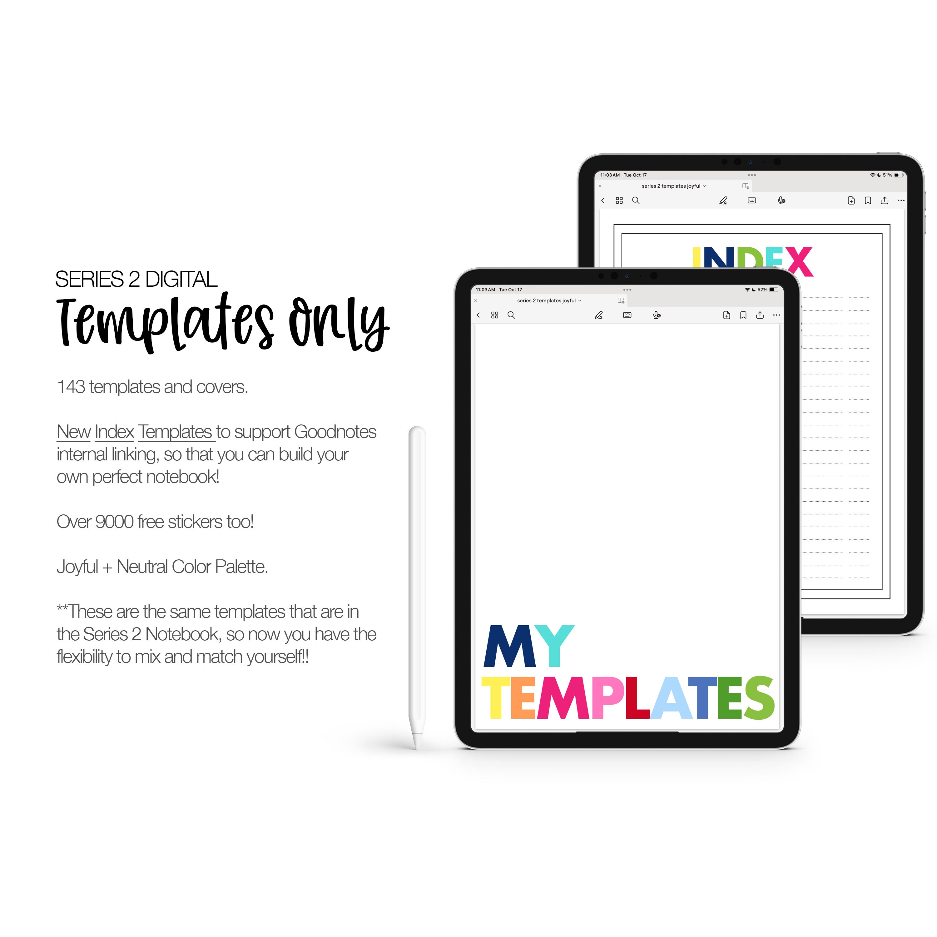 143 Digital Templates SERIES 2 | Digital Notes | Digital Covers | Digital Index Templates | Goodnotes Noteshelf Notability | Joyful