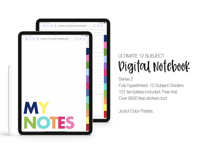 Digital Notebook | SERIES 2 | 131 Templates | 12 Subject | for Goodnotes (Joyful Color)