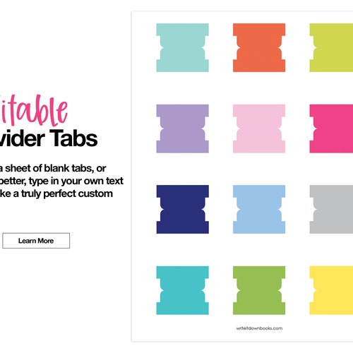 Editable Divider Tabs Blank Printable DIY White - Etsy
