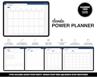 26-27 Digitaler Planer Halbjahresübersicht | Elevate Power | für Goodnotes (Neutrale Farbe)