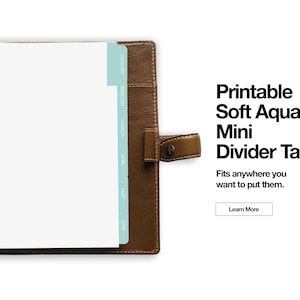 Printable Monthly Divider Tabs - Soft Aqua