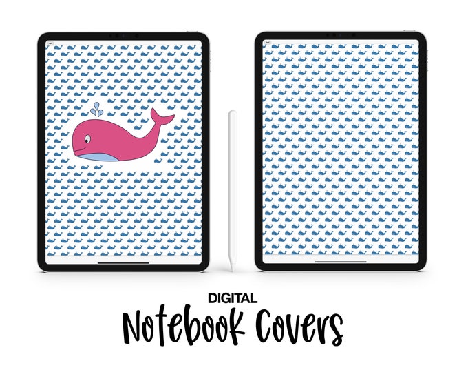 Digital Notebook Covers - Whale Pattern | GoodNotes | Notability | Noteshelf