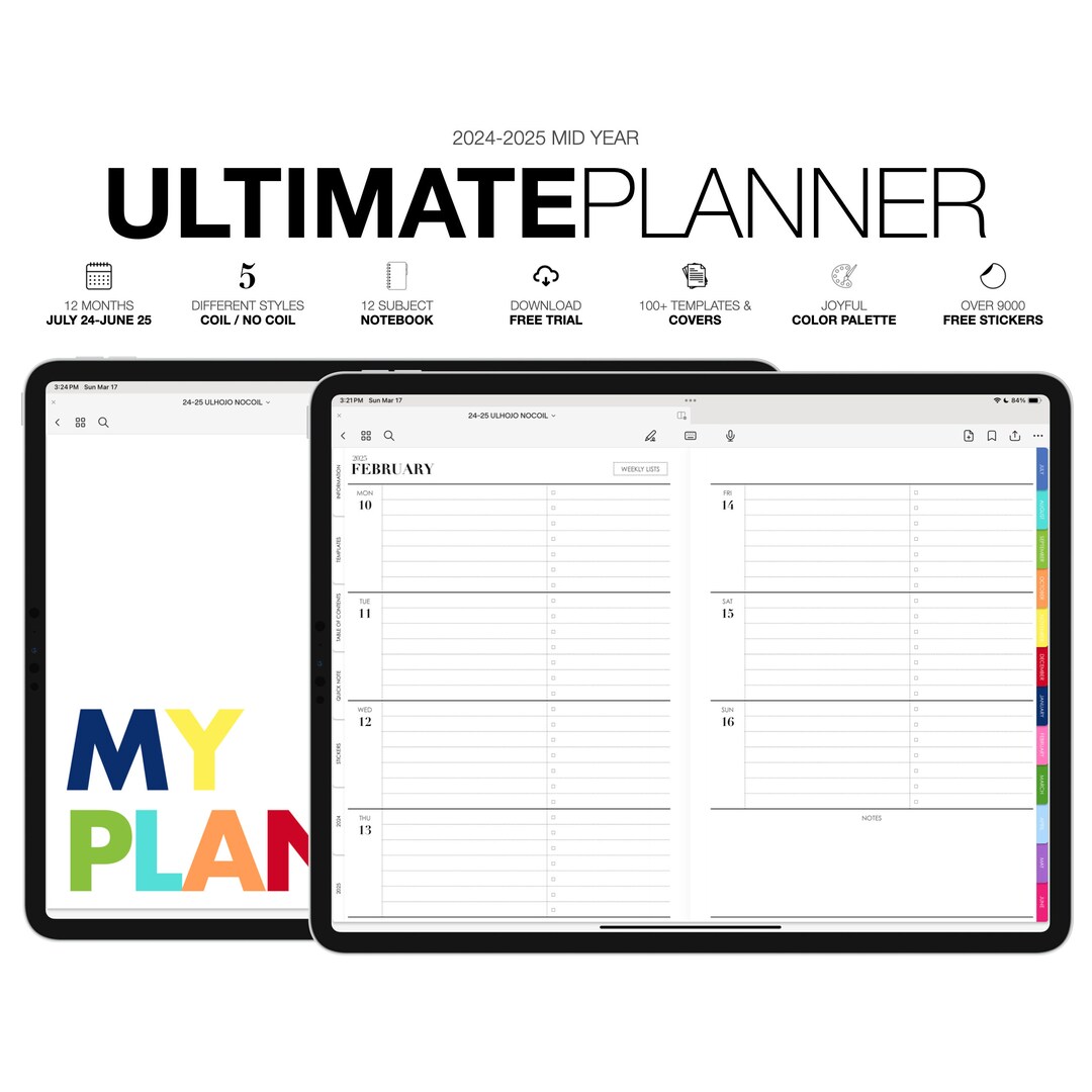 Ultimate Digital Planner MID YEAR 2024-2025 | 12 Subject Notebook ...