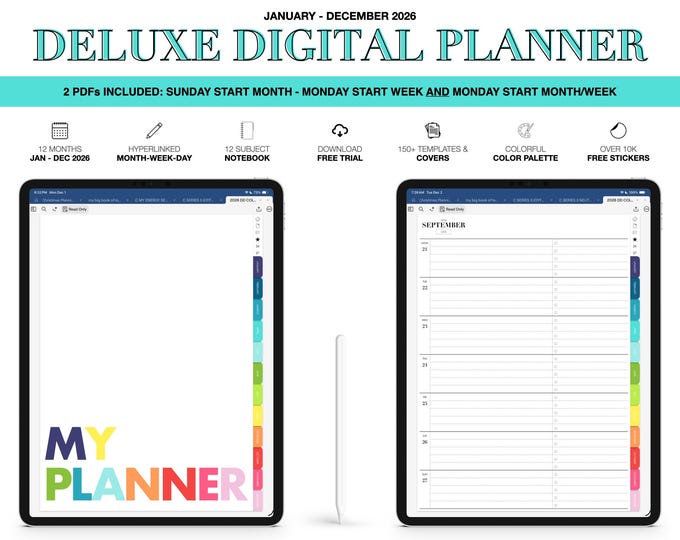 2026 Digital Planner | Deluxe | for Goodnotes (Colorful Color)