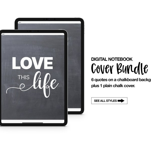 Chalk Quote Digital Notebook Cover Bundle | GoodNotes | Notability | Noteshelf