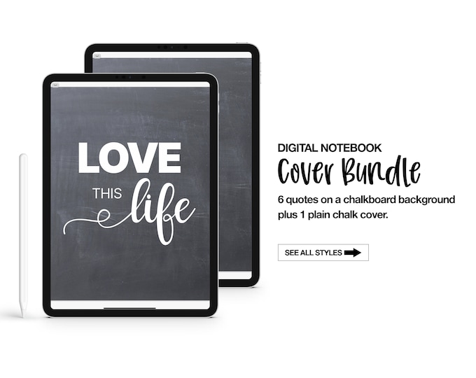 Chalk Quote Digital Notebook Cover Bundle | GoodNotes | Notability | Noteshelf