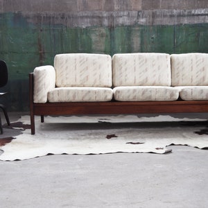 RARE Bastiano Sofa by Tobia Scarpa for Knoll in Rosewood with Knoll textiles upholstered cushions Fully customizable avail. MCM Postmodern image 3