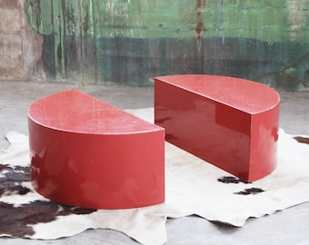 SOLD*RARE Lacquered Intrex Habitat Post Modern 80s Geometric PAIR End tables Mayen Springer Miami Regency Hollywood Mid Century cocktail End