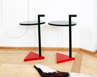 COOL, Post Modern 80s Geometric Memphis Pair of End Tables, Side Tables -- 2 Pcs