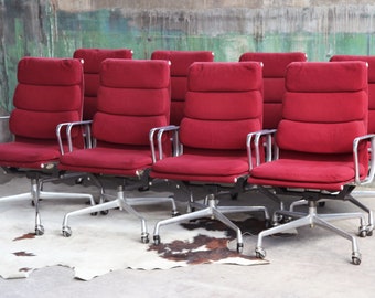 1980s Eames Herman Miller Aluminum Soft Pad Reclining + Height Adjustable Executive Lounge Chairs - Set of 5