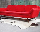 Mid Century Walnut 39 Gondola quot Adrian Pearsall Craft Associates style unmarked w Custom pillow Upholstery choice MCM 70s 60s