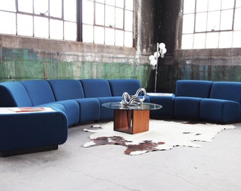 SOLD**POSTMODERN Stunning Modular Sculptural Nine pc curvlinear MCM Modernist Tappo sectional by John Mascheroni for Vecta, Italy, Steelcase