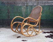 RARE Mid Century Rocking Chair Rocker Lounge Rattan Wicker Cane Bamboo BOHO Hollywood Regency Bohemian Danish 60s 70s