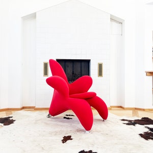 SOLD ** Red Post Modern 90s Getsuen Lily Flower Chair Designed by Masanori Umeda Edra