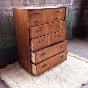 Mid Century Modern Brutalist Lane Furniture 1970s Tallboy Dresser Storage image 4