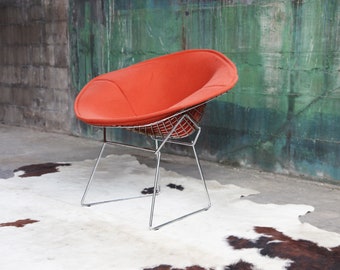 CLASSIC KNOLL Bertoia Diamond Chair in Poppy Orange wool full cover + chrome MCM Mid Century Modern  armchair 60s 70s