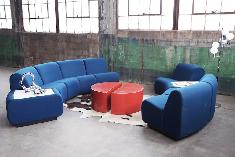 SOLDPOSTMODERN Stunning Modular Sculptural Nine pc curvlinear MCM Modernist Tappo sectional by John Mascheroni for Vecta, Italy, Steelcase image 3