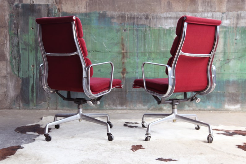 1980s Eames Herman Miller Aluminum Soft Pad Reclining Height Adjustable Executive Lounge Chairs Set of 5 image 9