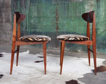 Modern PAAR MOOIE accent-bijzetstoelen uit het midden van de eeuw MCM Deense moderne ontwerper jaren '60 '70 Pearsall-stijl