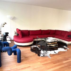 PHENOMENAL, POSTMODERN 1980s B&B Italia Antonio Citterio Sity Sofa Sectional in Maroon and Eggshell-- 4 Pieces 16' Feet long!