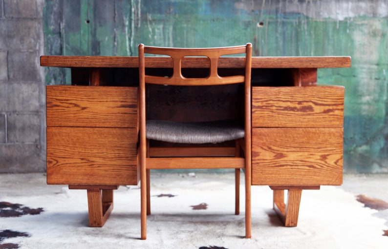 Gorgeous Mid Century Executive Double Pedestal Desk Large 4 Executive Double Pedestal Desk