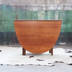 HOLD Mid Century Danish Modern Teak Oval Table with drop down leavesConsole Table also beautiful wood grain mcm Scandinavian Denmark image 1