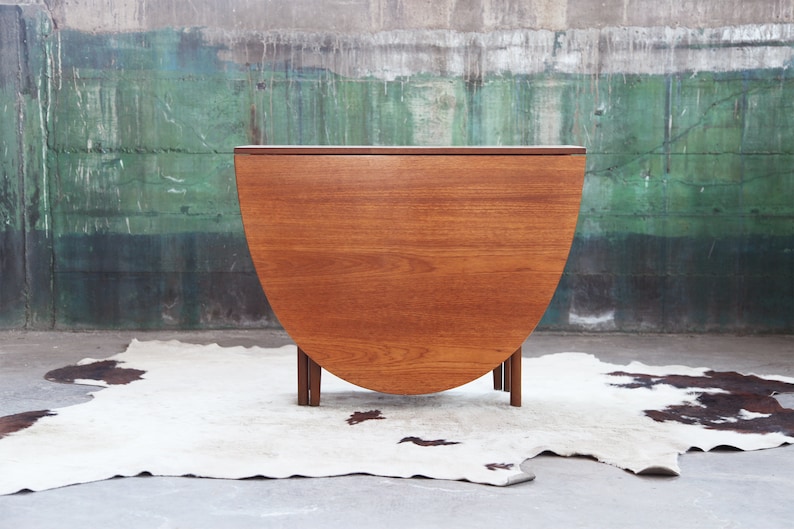 HOLD Mid Century Danish Modern Teak Oval Table with drop down leavesConsole Table also beautiful wood grain mcm Scandinavian Denmark image 1