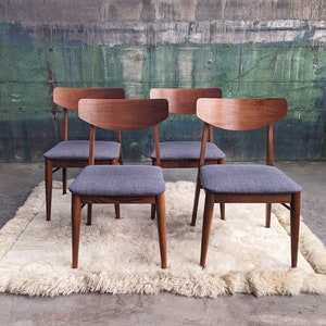 Set of Four 1960s High Quality Mid Century Walnut Dining Chairs for Stanley Furniture by Paul Browning