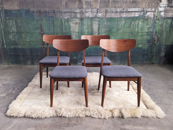Set of Four 1960s High Quality Mid Century Walnut Dining Chairs for Stanley Furniture by Paul Browning Etsy Norway