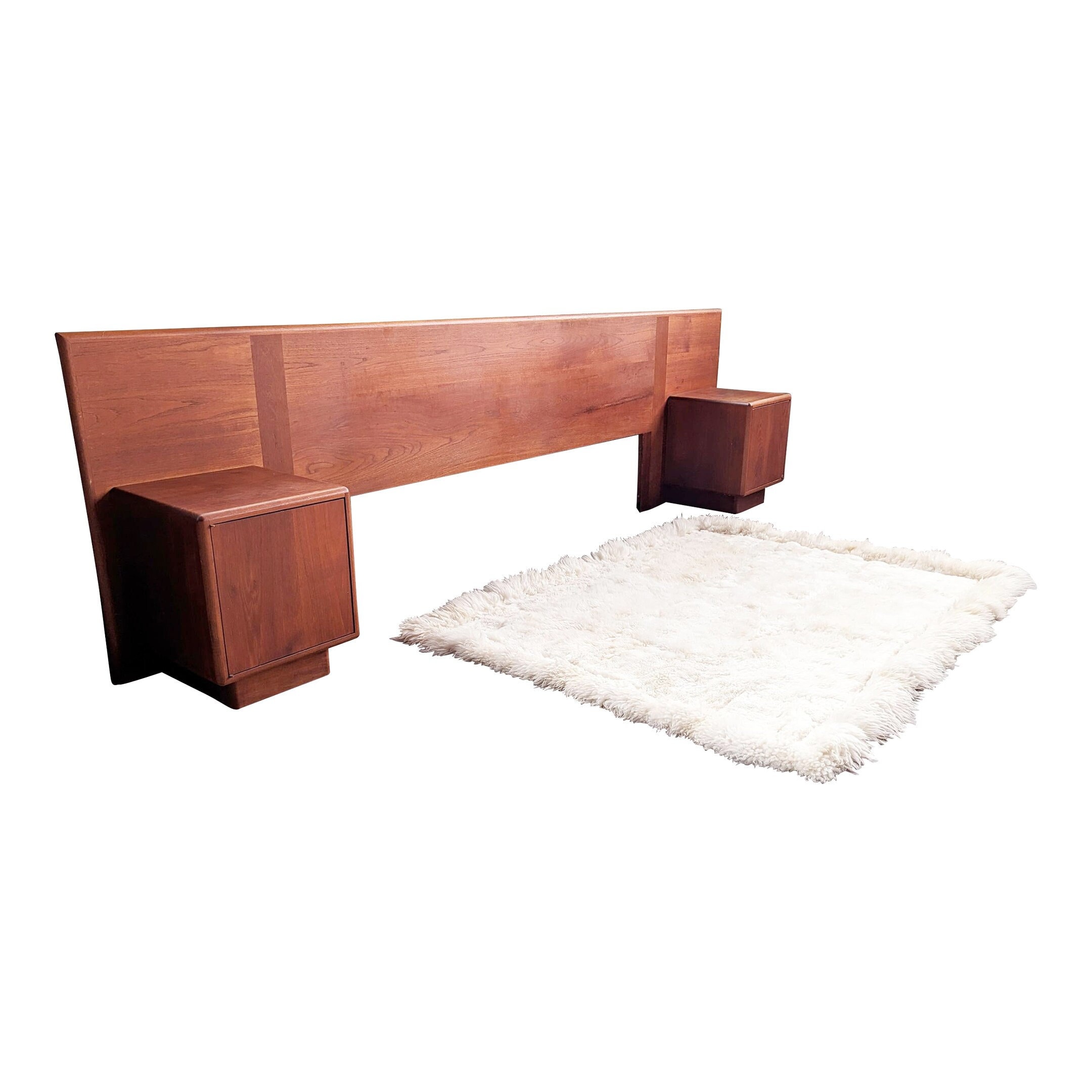 Danish MCM Long Rosewood Teak King Bed Headboard With Attached Storage Nightstands 70s Etsy Canada