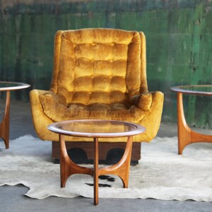 RARE Exquisite SET of Three Sculptural Glass Walnut End Tables Adrian Pearsall Craft Associates by Lane Mid Century MCM Danish Modern 60s image 2