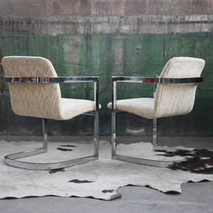 Postmodern Milo Baughman Chrome Cantilever Chair Post Modern Design Two Set PAIR Avail sold individually Mid Century MCM Hollywood Regency image 5