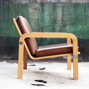 RARE THONET Mid Century Oak Bentwood + Chrome Armchair / lounge Chair McM 70's Designer Danish Mod Eames Accent Chair
